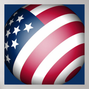 Globe of the United States Flagga Poster
