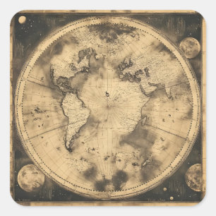 Globe över den ryska Vintagens världskarta (5) Fyrkantigt Klistermärke