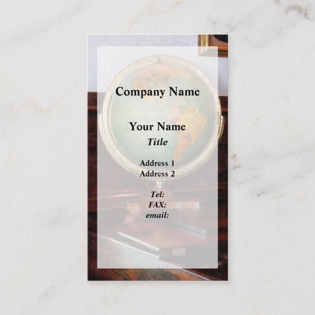 Globe på Piano Visitkort (Framsida)