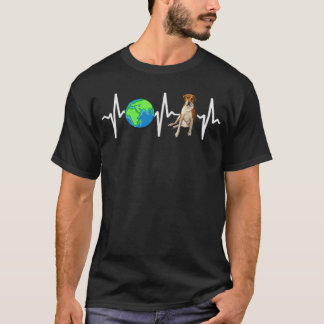 Globe Planet Earth English Fohound Heartslag Hund T Shirt