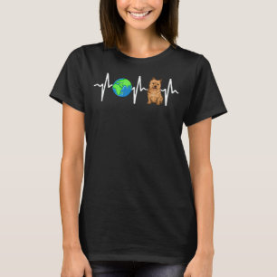Globe Planet Earth Norwich Terrier Heartslag Hund T Shirt