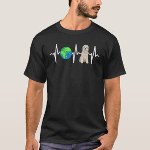 Globe Planet Earth polska Lowland Sheepdog Heartbe T Shirt