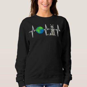 Globe Planet Earth Siberian husky Heartslag Hund T Shirt