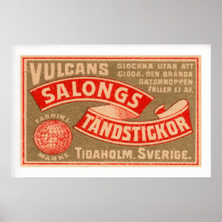 Globe Tändstickor Sverige Vintage Tändsticksask Et Poster