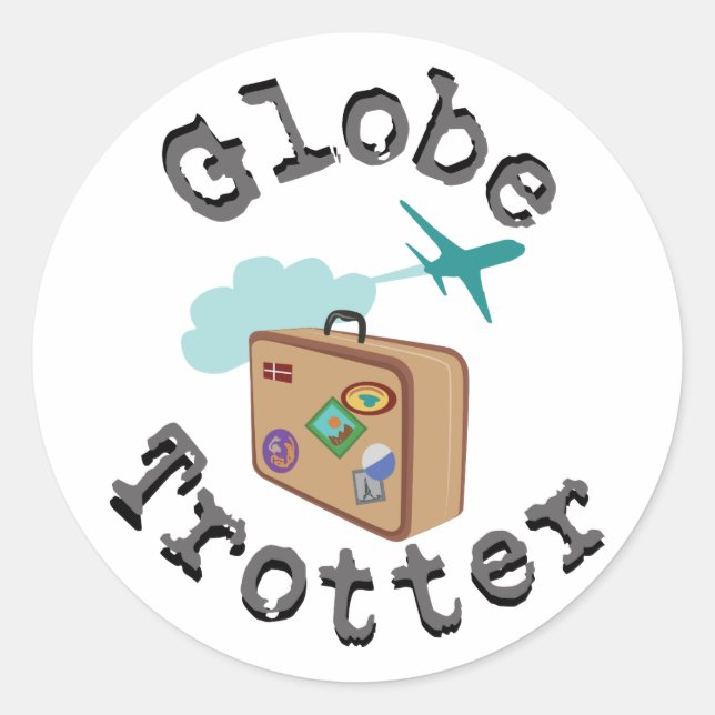 Globe Trotter Runt Klistermärke (Framsida)