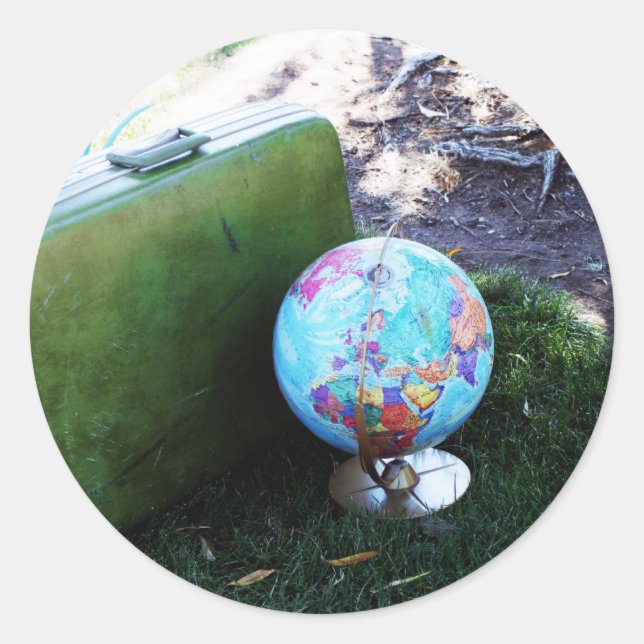 Globe Trotter Runt Klistermärke (Framsida)