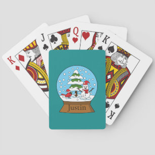 Globe w Kardinal Snögubbe & Gräs Träd   Anpassa Casinokort