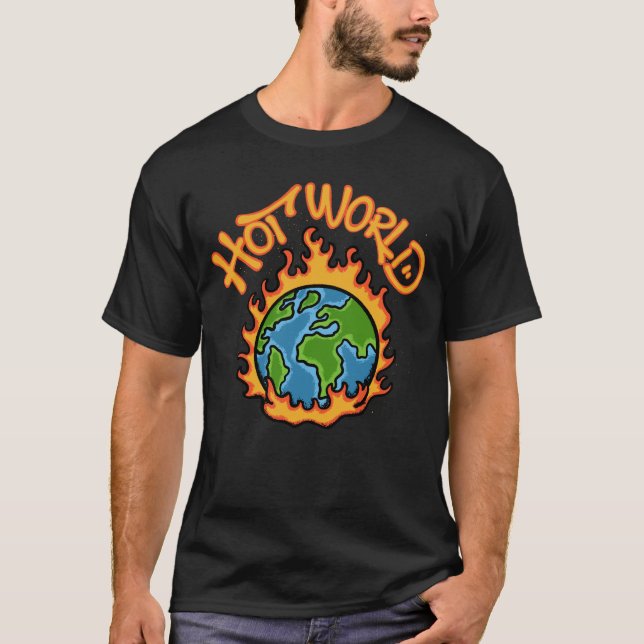 Globe with Flames Streetwear T Shirt (Framsida)