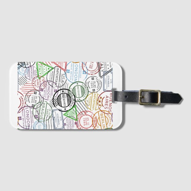 Globetrotter - Been Värld runt Frimärke Märkre Bagagebricka (Framsida horisontal)