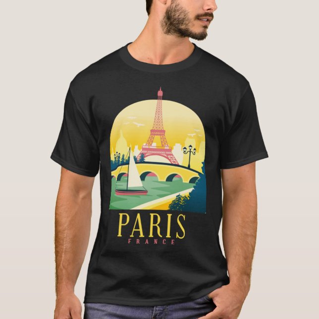 Globetrotters i Paris Mörk T Shirt (Framsida)