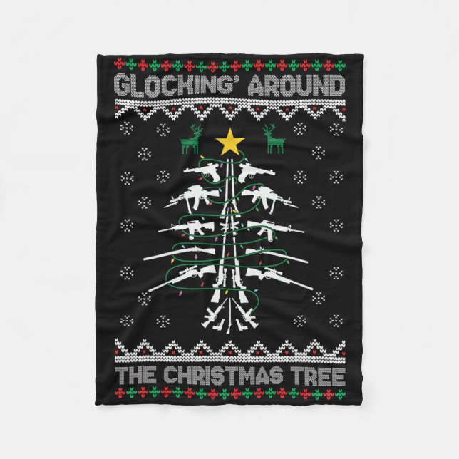 Glockar runt julgranen ful jul  fleecefilt (Framsidan)