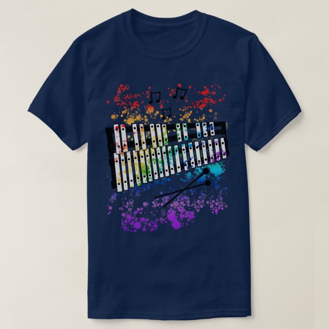 Glockenspiel Rainbow Färg Glockenspielist Music T Shirt (Design framsida)