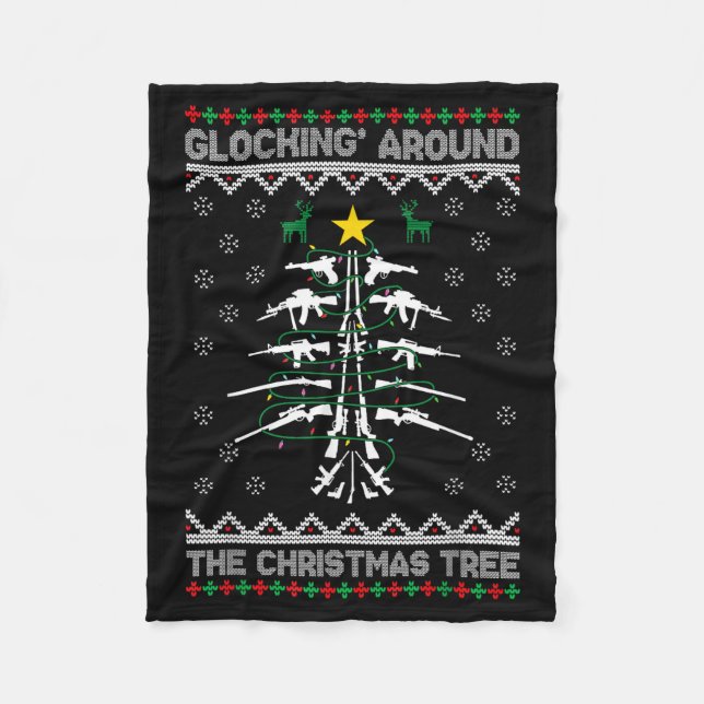 Glocking Around The Christmas Tree Ugly Christmas  Fleecefilt (Framsidan)