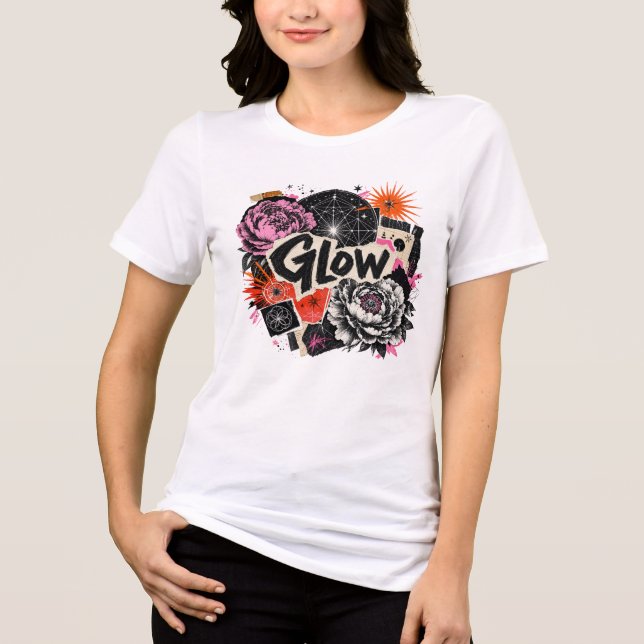 Glöd blomstret Kosmisk Kollage Grafisk T-Shirt (Framsida)