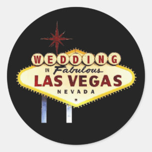 Glöd BRÖLLOP i Fabulous Las Vegas Sticker Runt Klistermärke