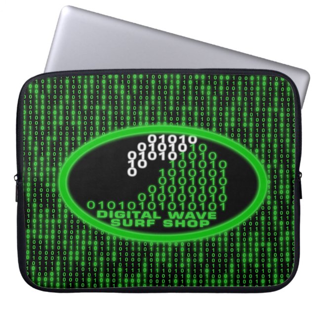 Glöd DWSS Logotyp Binär Kod Regn Bärbar Dator Fodr Laptop Fodral (Framsidan)