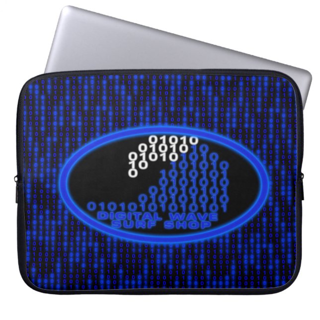 Glöd DWSS Logotyp Binär Kod Regn Bärbar Dator Fodr Laptop Fodral (Framsidan)