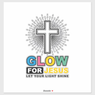 Glöd För Jesus Kristet Kors Ljus T-Shirt Design_ Klistermärken