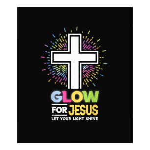 Glöd för Jesus Kristet Kors Tee Jesus Kristus Bi Fototryck