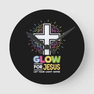 Glöd för Jesus Kristet Kors Tee Jesus Kristus Bi Rund Klocka