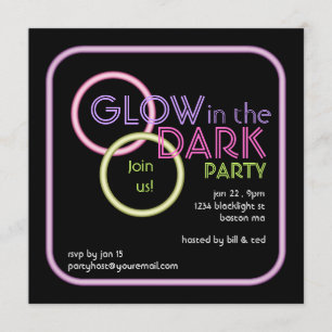 Glöd i den mörka Blacklight partyinbjudan Inbjudningar