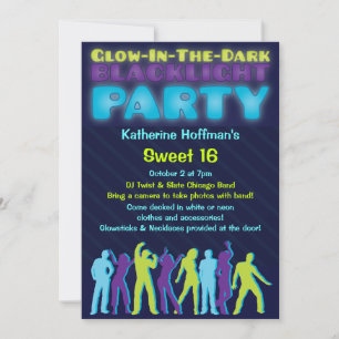 Glöd i Mörk Blacklight Party-inbjudan Inbjudningar