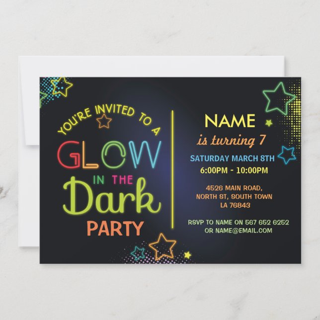 Glöd i Mörk Födelsedagsfest Kids Party Inbjudningar (Framsida)