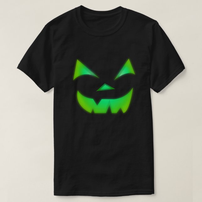 Glöd i Mörk grönt Jack o lantern-pumpan T Shirt (Design framsida)