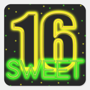 Glöd i Mörk Sweet 16 Fyrkantigt Klistermärke