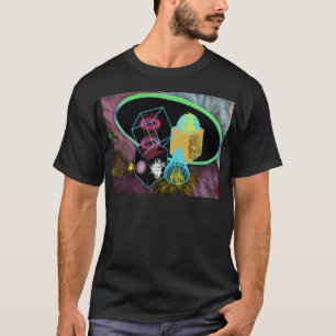Glöd i mörken formar omgivet av utrymme dammar a t shirt