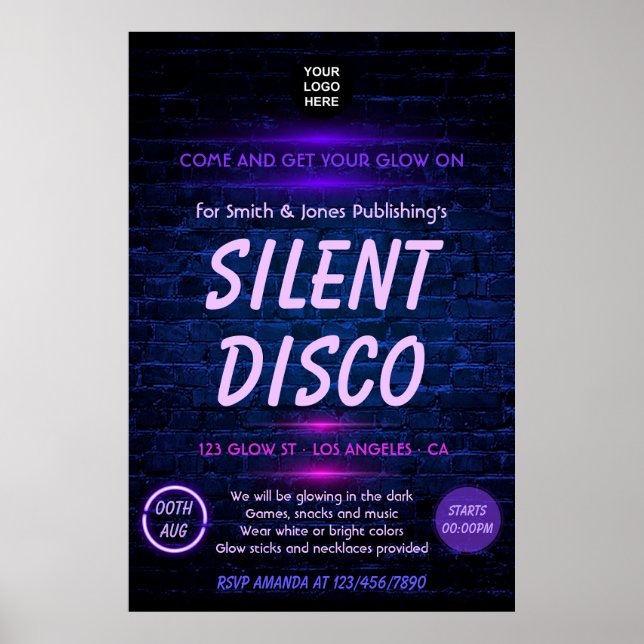 Glöd i Mörken Neon Corporate Party-inbjudan Poster (Framsidan)