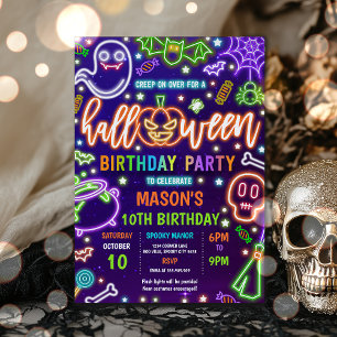 Glöd i Mörken Neon Halloween Födelsedagsfest Inbjudningar