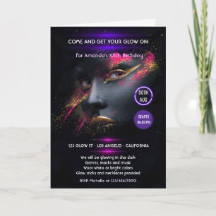 Glöd i Mörken Neon Party Inbjudan