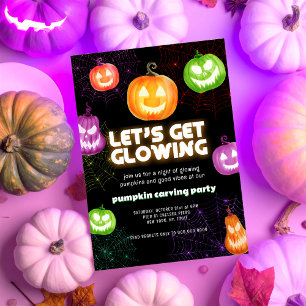 Glöd i mörken, nyans kallad Pumpkin Carving Party Inbjudningar
