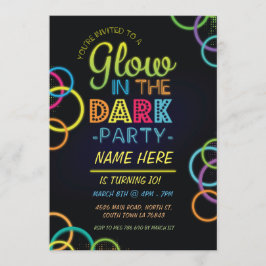 Glöd i Mörkens födelsedag Inbjudan Neon Kids Party