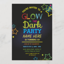 Glöd i Mörkens födelsedag Inbjudan Neon Kids Party