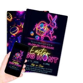 Glöd i mörkret påskäggsjakt Neonfest  Inbjudningar