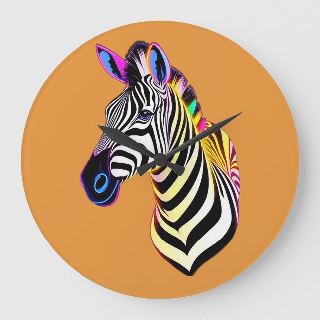 Glöd Neon Zebra Stor Klocka (Framsida)