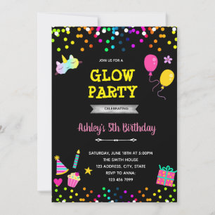 Glöd och sleepover party inbjudningar