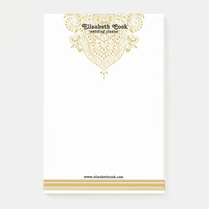 Glod Paisley Ornament & Rand Bröllop Design Post-it Block