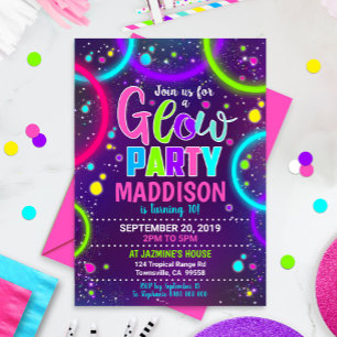 Glöd Part Invitation Neon Glöd i Mörkret Glöd Inbjudningar