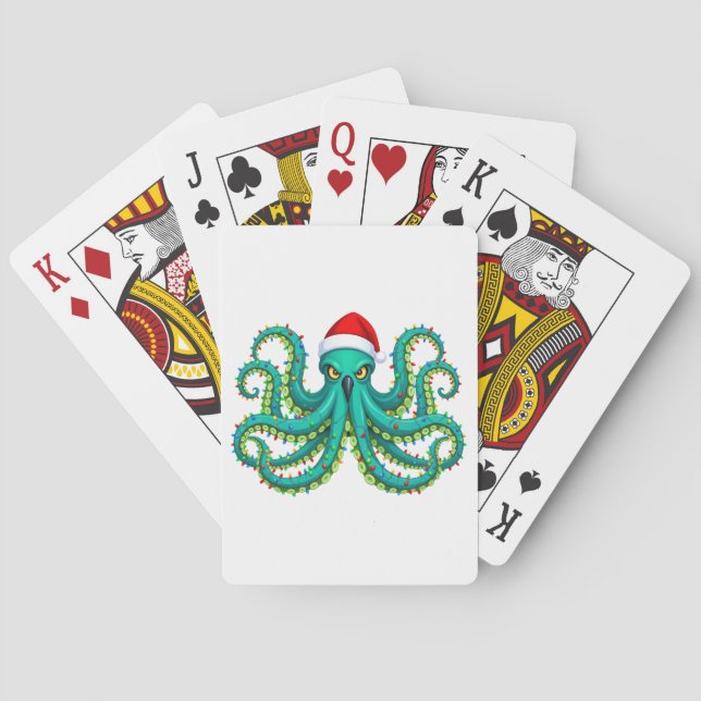 Glödande bläckfisk julbelysning för havet   casinokort (Baksidan)