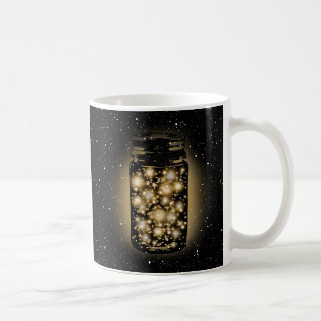 Glödande burk av Fireflies med nattstjärnor Kaffemugg (Höger)