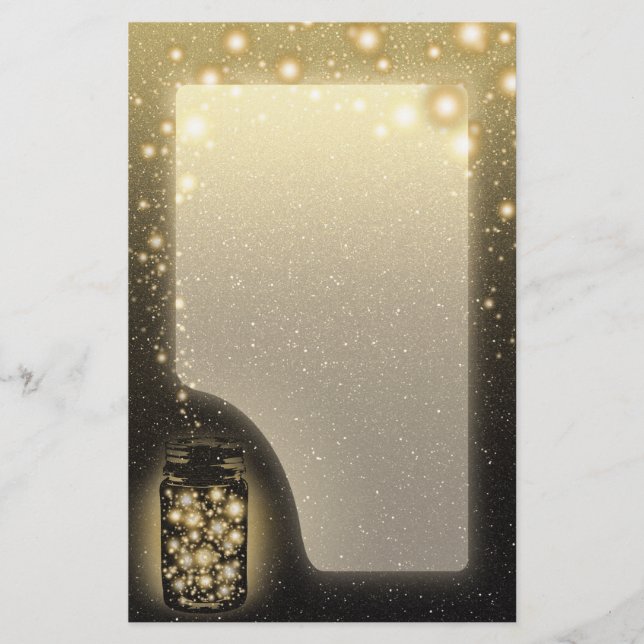 Glödande burk av Fireflies med Unlined Brevpapper (Framsida)