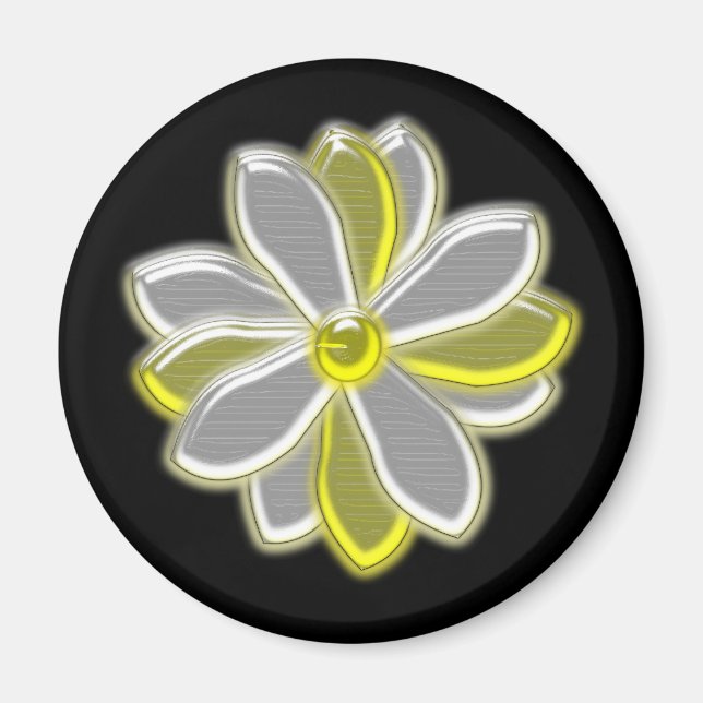 Glödande Daisy Flower Magnet (Framsidan)