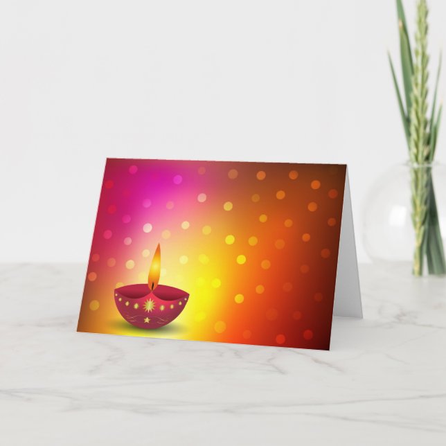 Glödande dekorativ Diwali lampa Kort (Framsida)