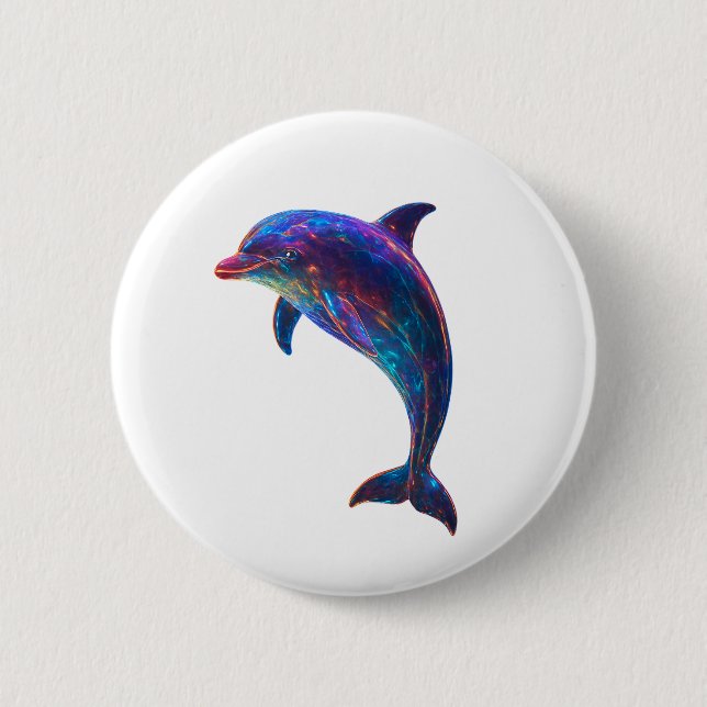 Glödande delfin konst  knapp (Framsida)