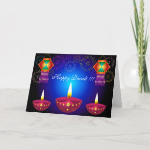 Glödande Diwali lampor, lyktor & fyrverkerier Kort