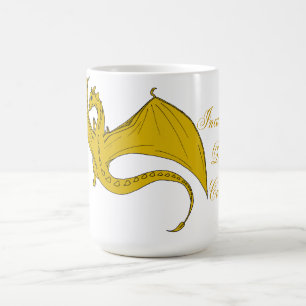 Glödande drakeskapelsemugg - guld kaffemugg