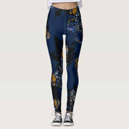Glödande fjärilar i mörkerdamasker leggings